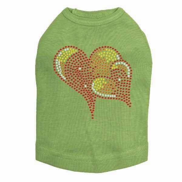 Red, Orange And Yellow Hearts Rhinestone Dog Tank