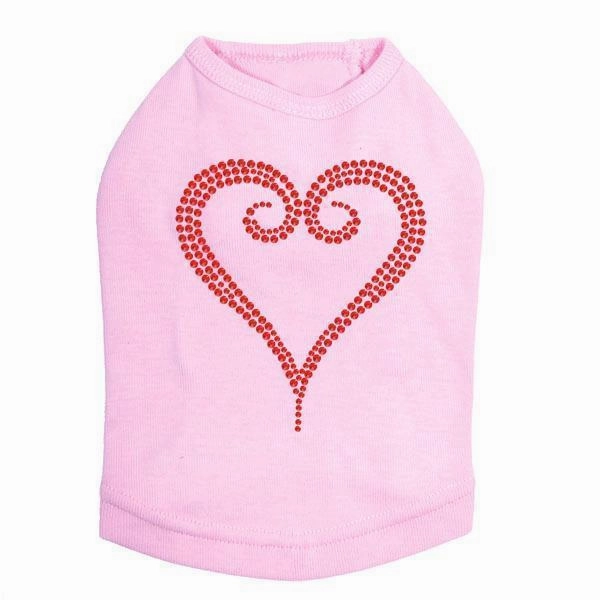 Red Rhinestone Heart Dog Tank