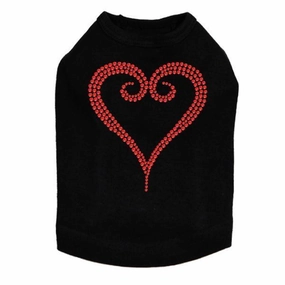 Red Rhinestone Heart Dog Tank