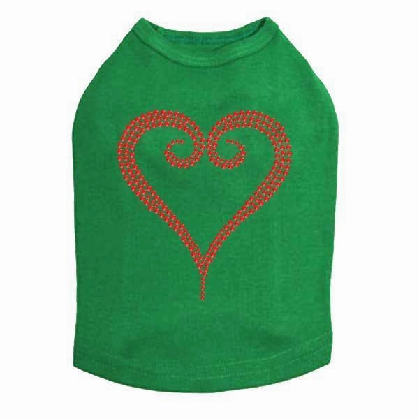 Red Rhinestone Heart Dog Tank