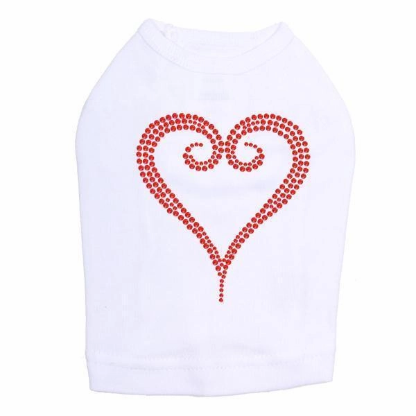 Red Rhinestone Heart Dog Tank