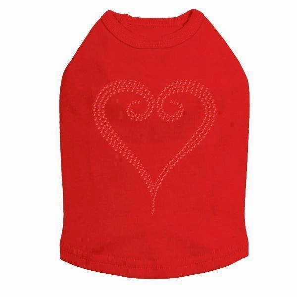 Red Rhinestone Heart Dog Tank
