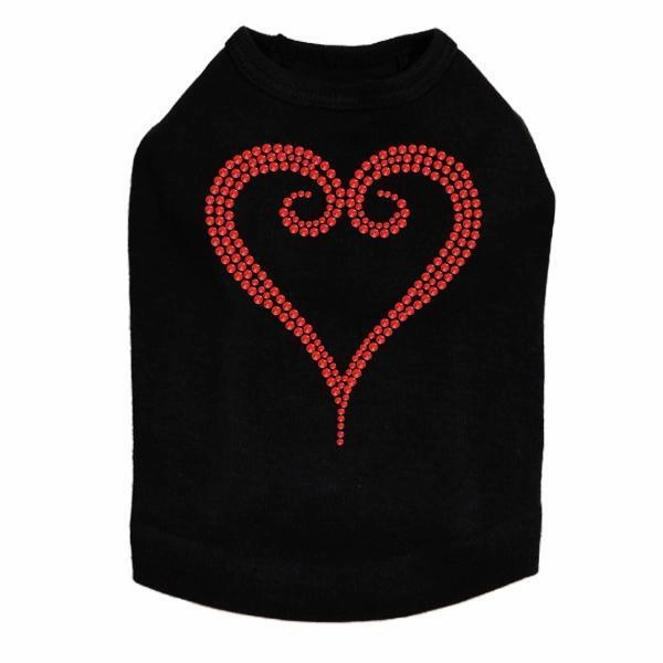 Red Rhinestone Heart Dog Tank