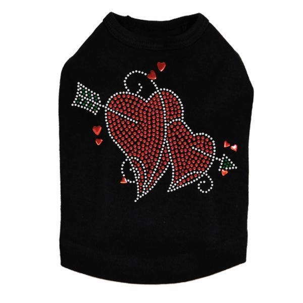 Red Rhinestone Hearts With Arrow Dog Tank