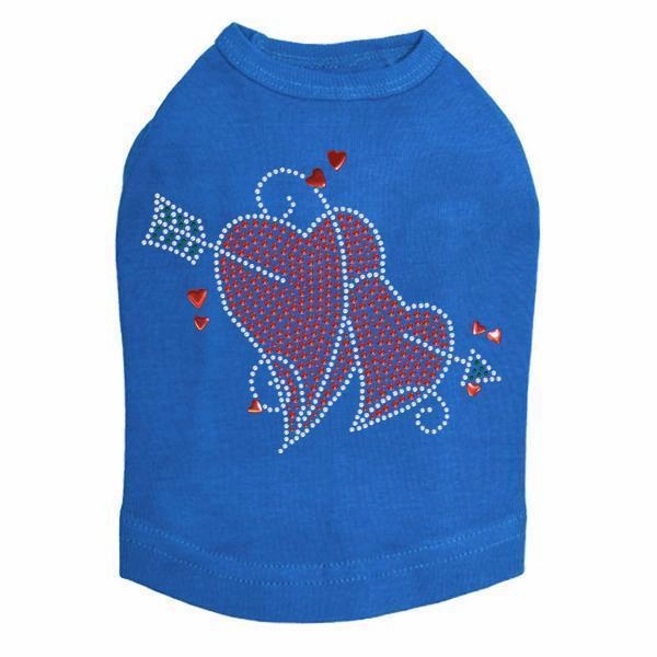 Red Rhinestone Hearts With Arrow Dog Tank