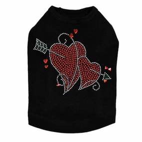 Red Rhinestone Hearts With Arrow Dog Tank
