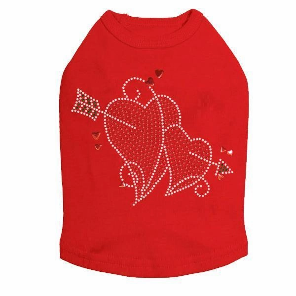 Red Rhinestone Hearts With Arrow Dog Tank