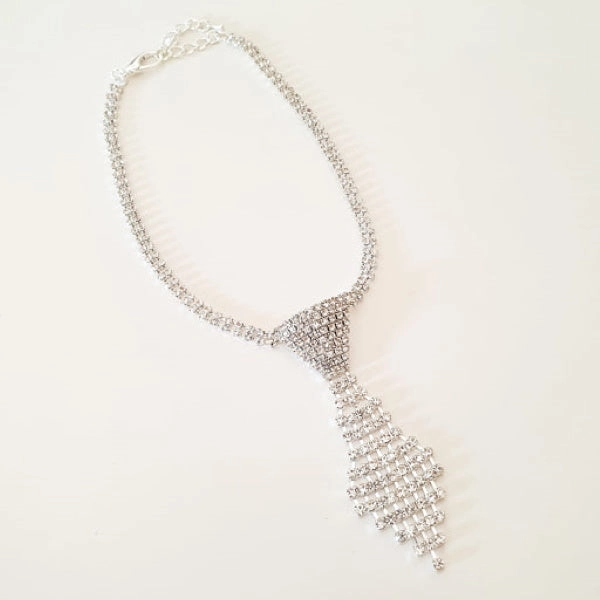 Rhinestone Tie Dog Necklace