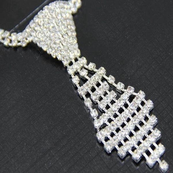 Rhinestone Tie Dog Necklace