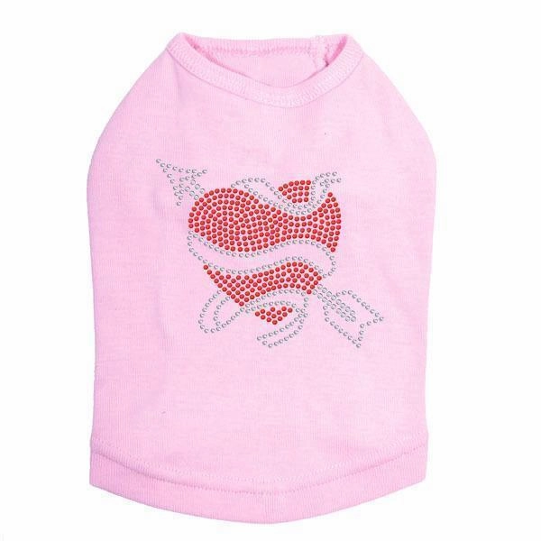 Ribbon Heart Rhinestone Dog Tank