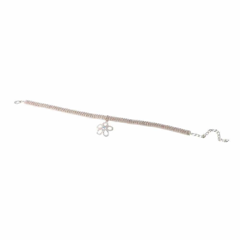 Rose Gold Diamante Flower Dog Necklace