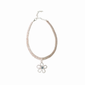 Rose Gold Diamante Flower Dog Necklace