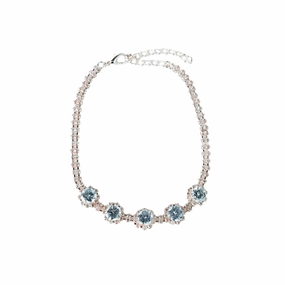 Rose Gold Diamante Solitaire Dog Necklace