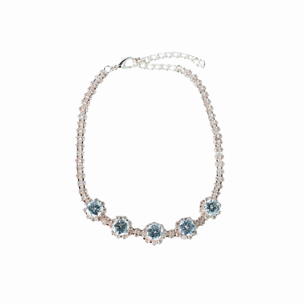 Rose Gold Diamante Solitaire Dog Necklace