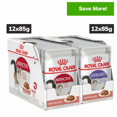 Royal Canin Instinctive and Sterilised Gravy Adult Cat Wet Food Combo