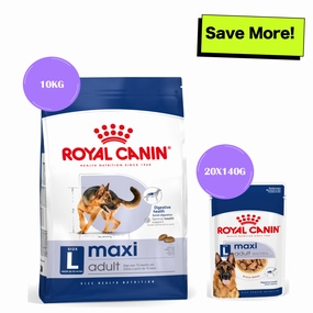 Royal Canin Maxi Adult Dog Dry and Wet Food Combo
