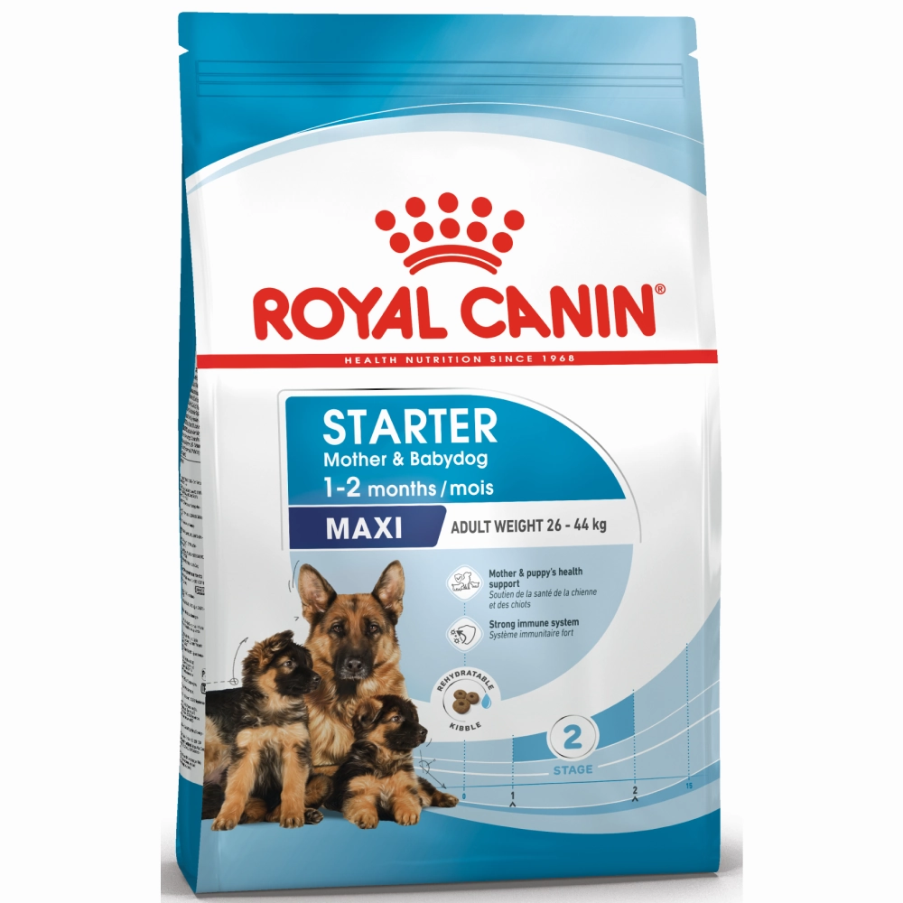 Royal Canin Maxi Starter Dry Food and Maxi Puppy Dog Wet Food Combo