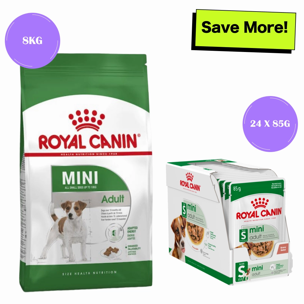 Royal Canin Mini Adult Dog Dry Food and Wet Food Combo