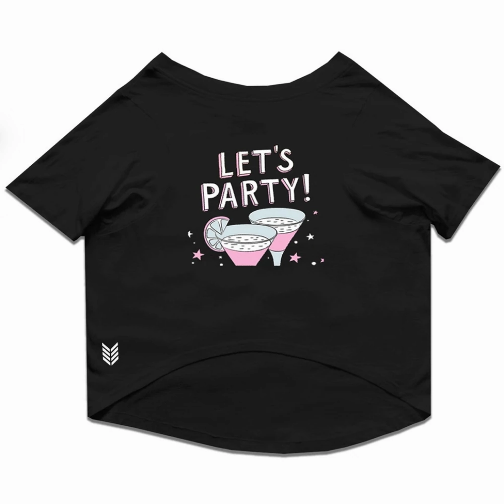 Ruse "Let's Party" Printed Half Sleeves Unisex T Shirt for Dogs and Pet Parents (Black)