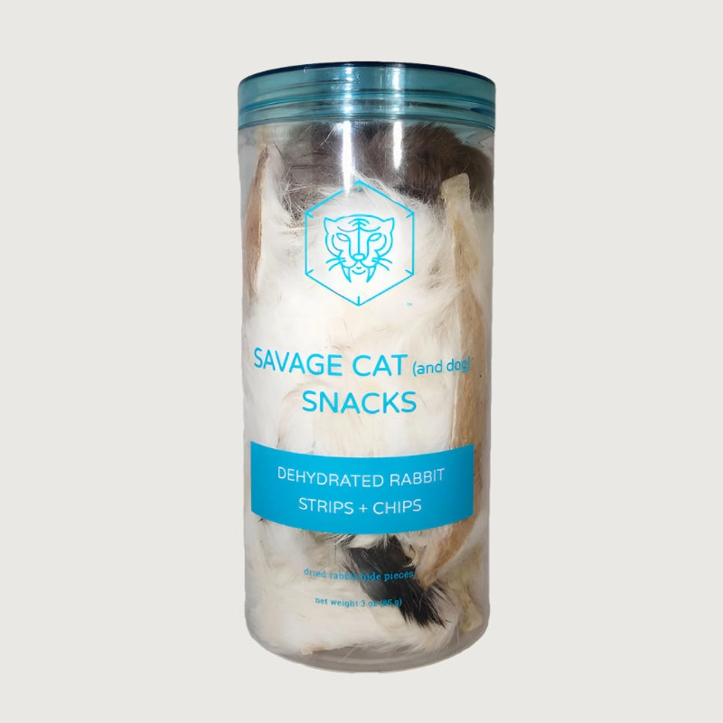 SAVAGE CAT Dehydrated Rabbit Strips   Chips Treat for Cats & Dogs