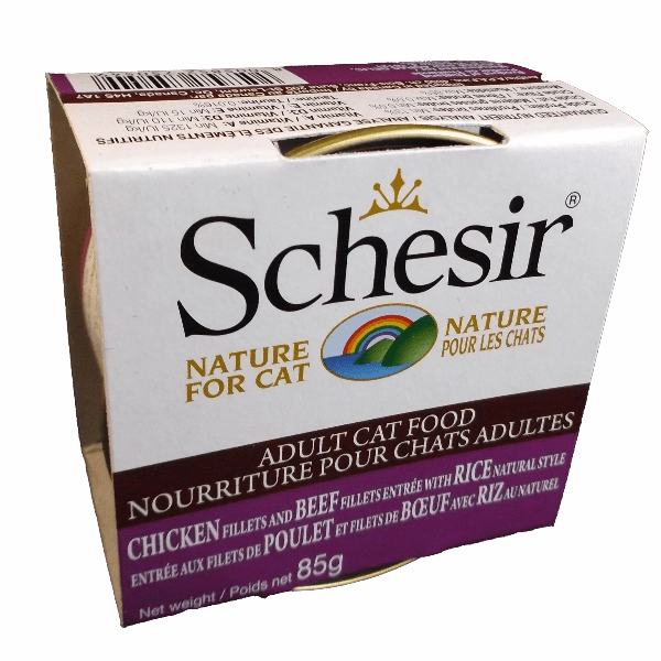 Schesir Chicken & Beef Fillets Entre with Rice Natural Style Adult Wet Cat Food