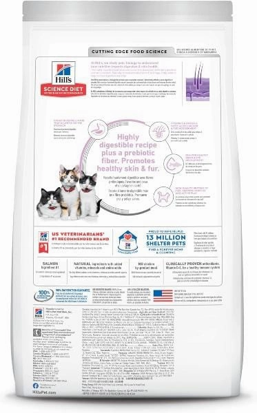 Science Diet Kitten Sensitive Stomach & Skin Salmon and Brown Rice Recipe Dry Cat Food, 3.5lb
