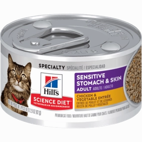 Science Diet Sensitive Skin & Stomach Chicken & Vegetable Entree Adult Canned Cat Food, 2.9oz