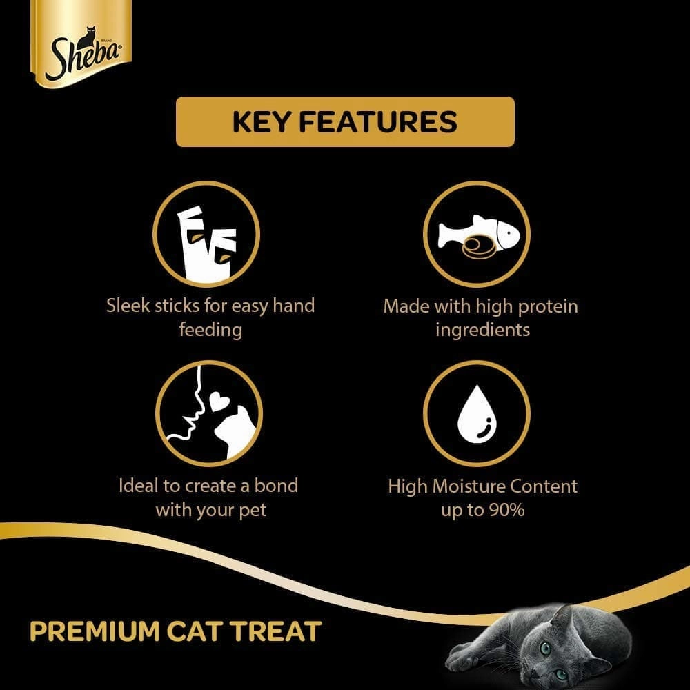 Sheba Chicken & Chicken Whitefish Sasami and Tuna Flavor and Tuna & Prawn Maguro Selection Melty Premium Cat Treats Combo