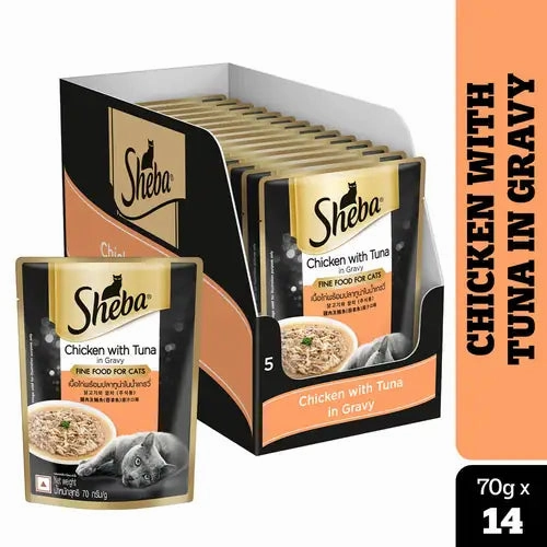 Sheba Chicken Tuna Gravy Adult Wet Food, Scoopy Lavender Natural Litter, First Meow Soft Strip Treat Cats Combo