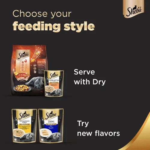 Sheba Chicken Tuna Gravy Adult Wet Food, Scoopy Lavender Natural Litter, First Meow Soft Strip Treat Cats Combo