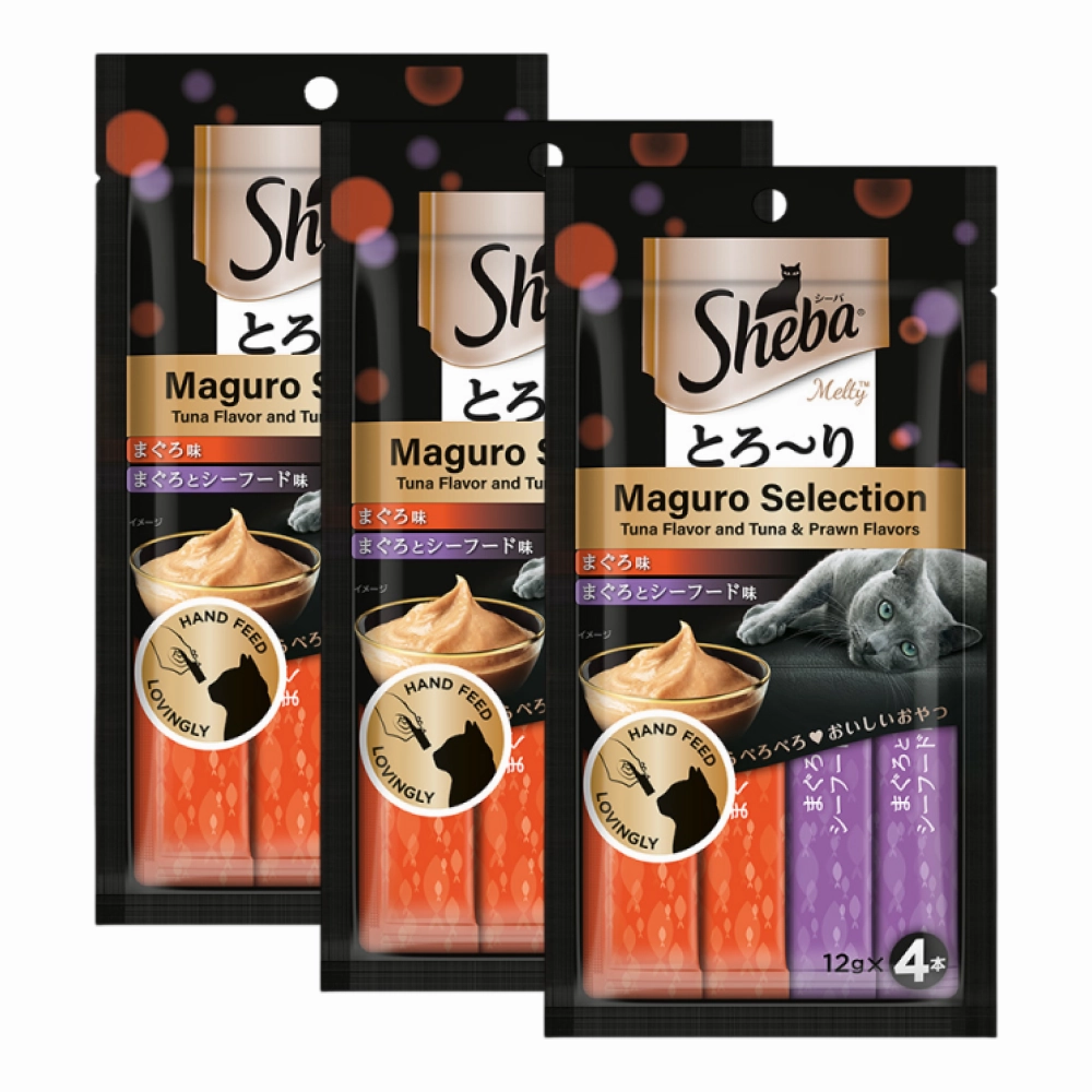 Sheba Tuna Flavor and Tuna & Prawn Maguro Selection Melty Premium Cat Treats