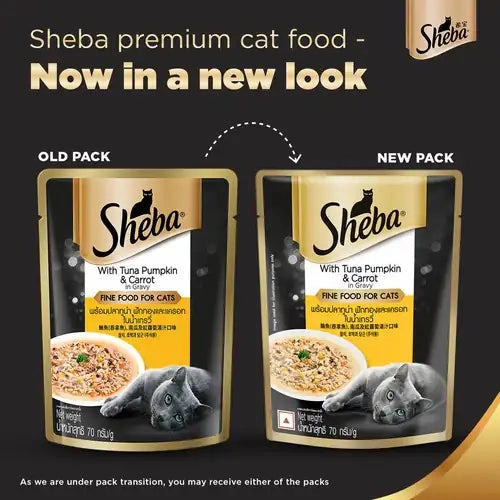Sheba Tuna Pumpkin & Carrot In Gravy and Whiskas Chicken in Gravy Cat Wet Food Combo