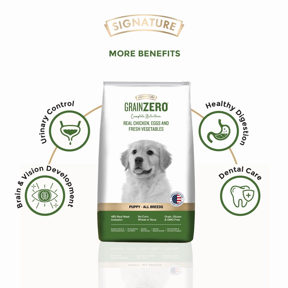 Signature Freedom Chicken and Rice Recipe and Grain Zero Real Chicken, Egg and Vegetables Puppy Dog Dry Food Combo