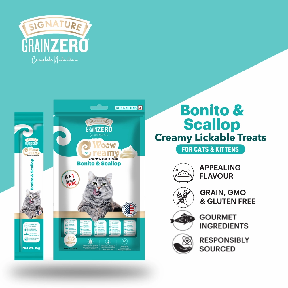 Signature Grain Zero Bonito and Scallop Lickable Creamy Treats for Cats