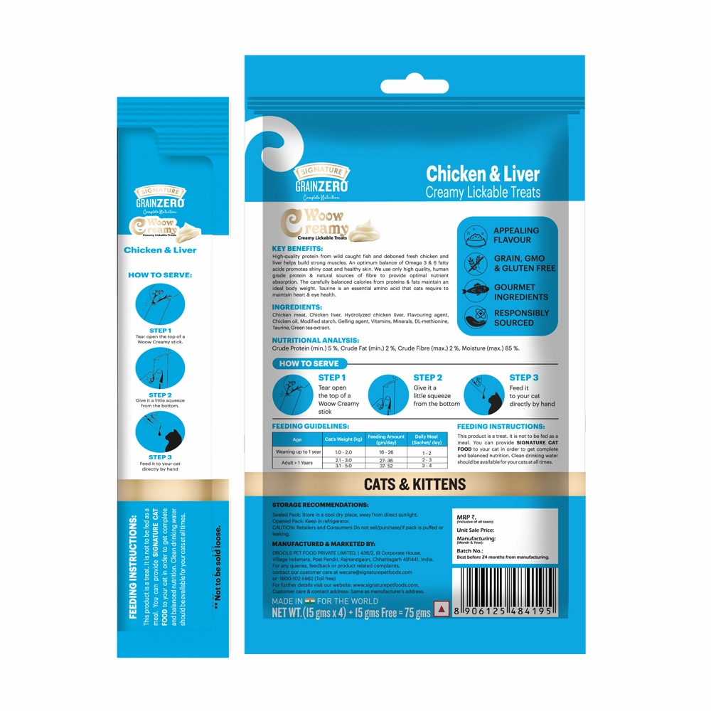 Signature Grain Zero Chicken and Liver Lickable Creamy Cat Treats