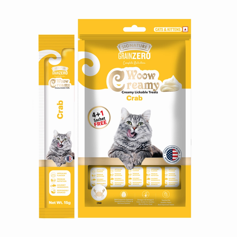 Signature Grain Zero Crab and Bonito & Scallop Lickable Creamy Treats for Cats Combo