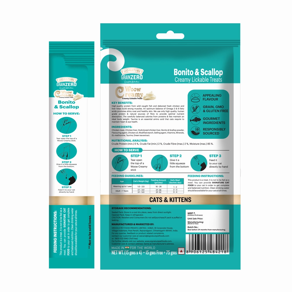 Signature Grain Zero Crab and Bonito & Scallop Lickable Creamy Treats for Cats Combo