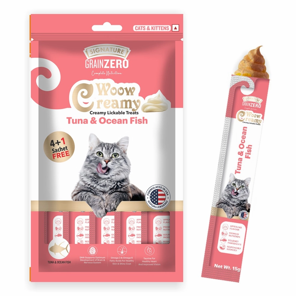Signature Grain Zero Crab and Tuna and Ocean Fish Lickable Creamy Cat Treats Combo