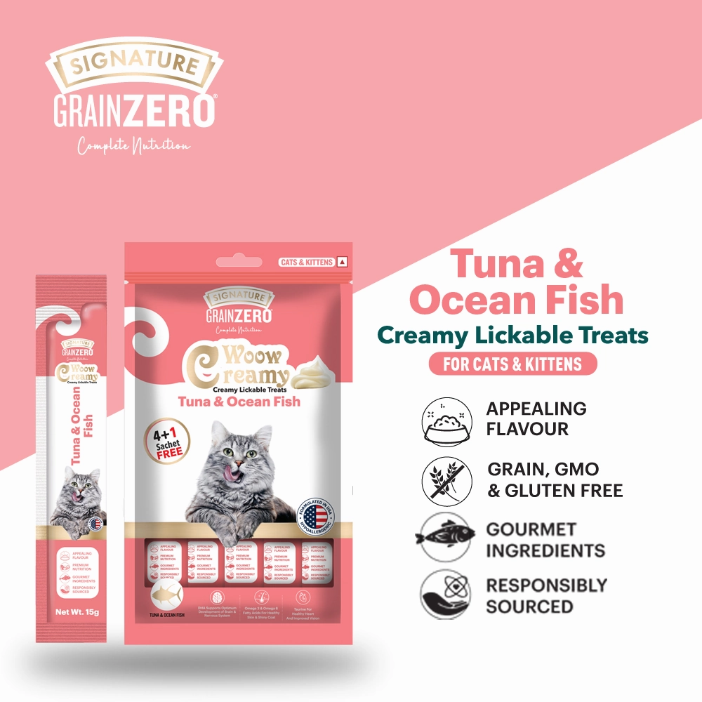 Signature Grain Zero Crab, Salmon and Tuna and Ocean Fish Lickable Creamy Cat Treats Combo