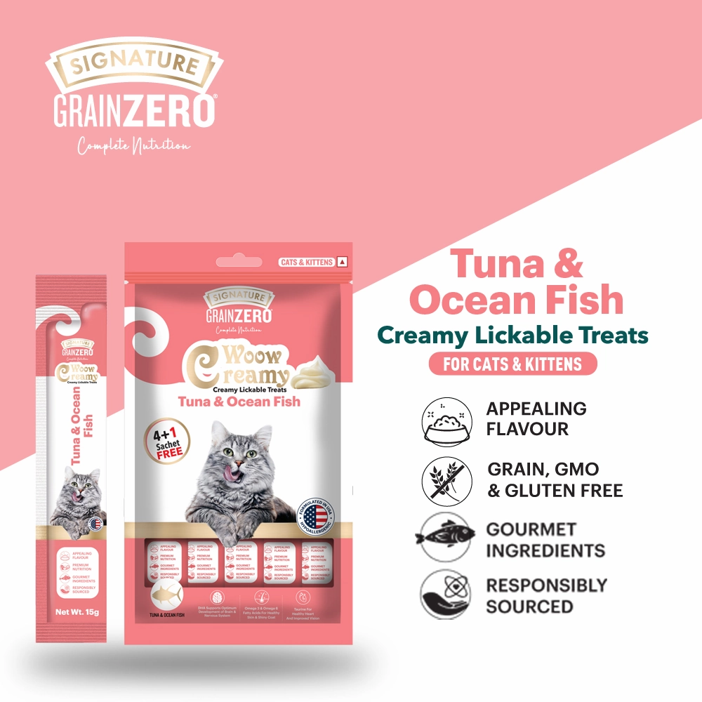Signature Grain Zero Crab, Salmon and Tuna and Ocean Fish Lickable Creamy Cat Treats Combo
