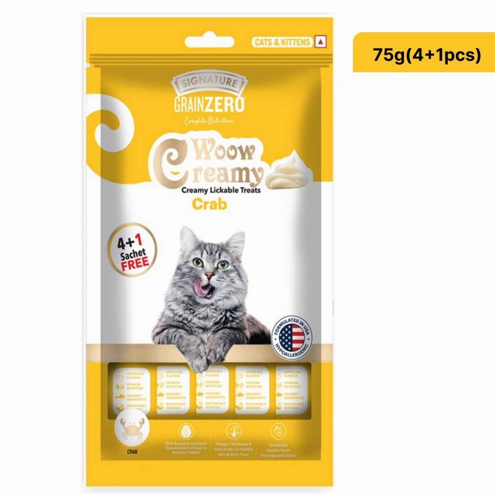 Signature Grain Zero Crab, Salmon, Chicken and Liver Lickable Creamy Cat Treats Combo