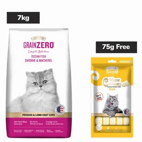 Signature Grain Zero Ocean Fish, Sardine and Mackerel Long Coat & Persian Adult Cat Dry Food