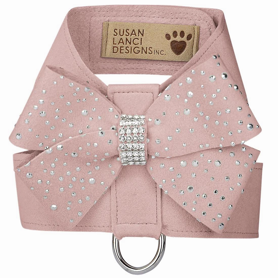 Silver Stardust Nouveau Bow Tinkie Dog Harness Rosewood