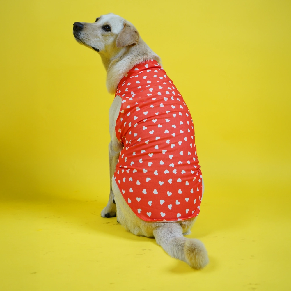 Skatrs All Hearts Printed Shirt for Dogs and Cats (Red)