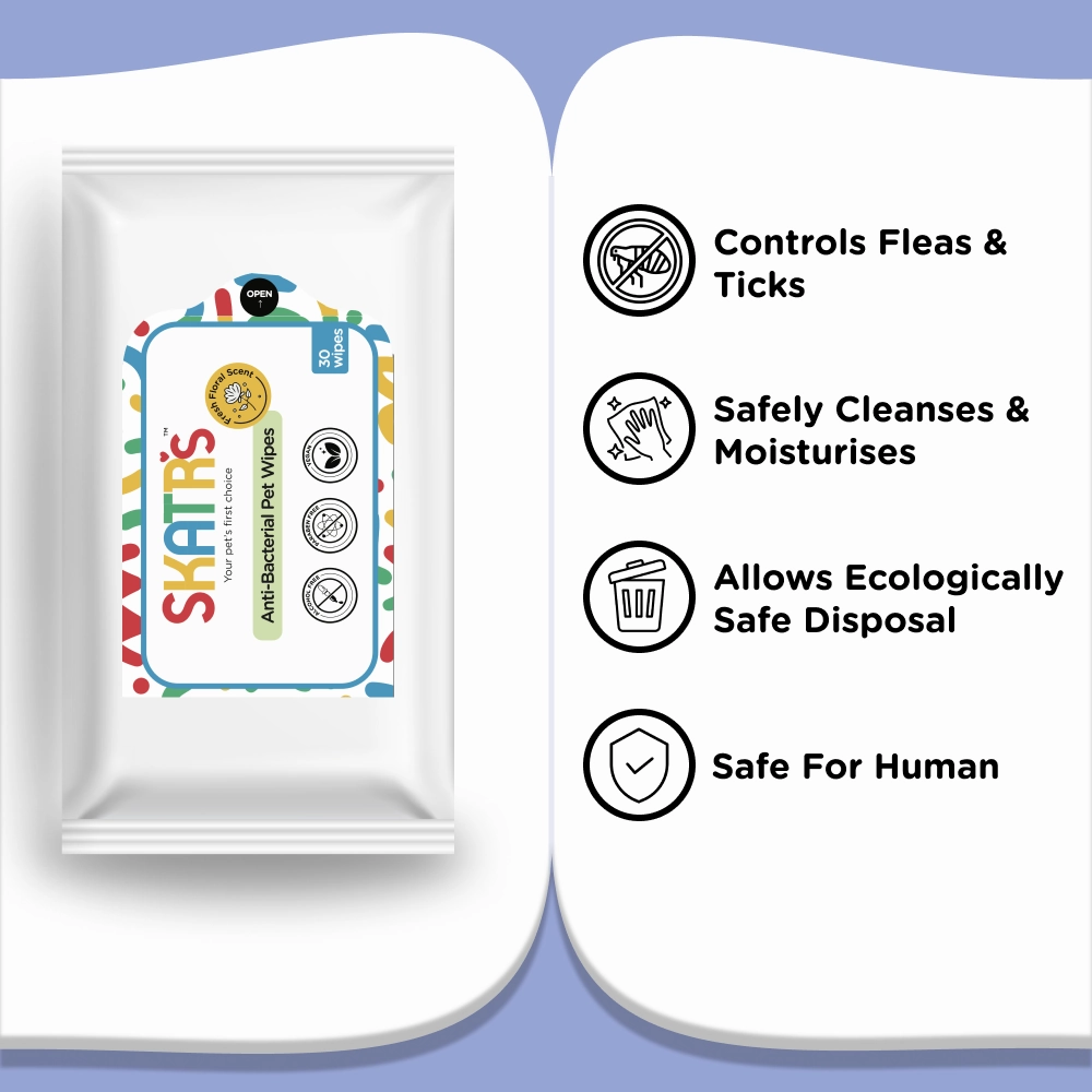 Skatrs Antibacterial Cleaning Wipes for Dogs and Cats