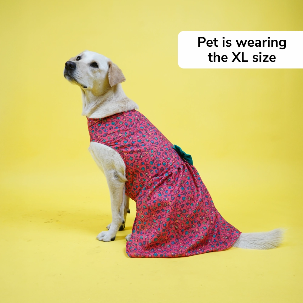 Skatrs Bold Fuchsia Printed Dress for Dogs and Cats (Pink)