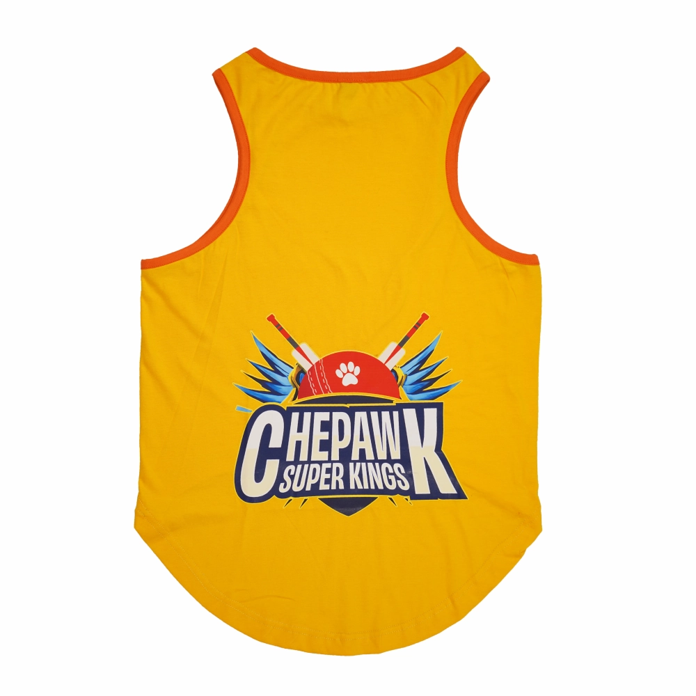 Skatrs Chepawk Superkings Cricket Jersey for Dogs and Cats (Yellow)