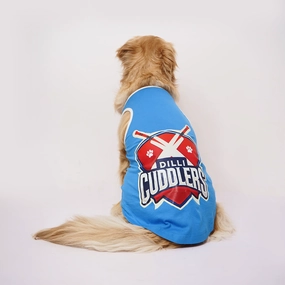 Skatrs Dilli Cuddlers Cricket Jersey for Dogs and Cats (Blue)