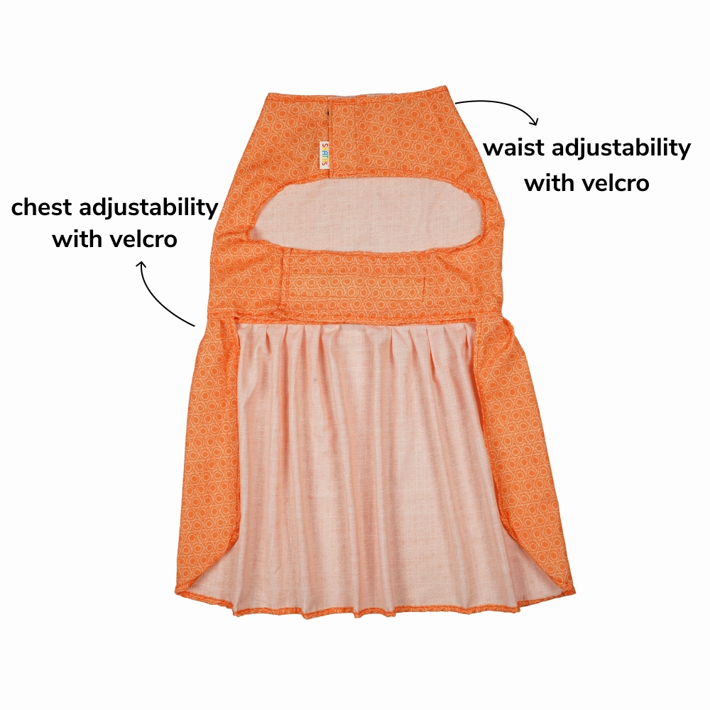 Skatrs Marigold Mandala Printed Dress for Dogs and Cats (Orange)