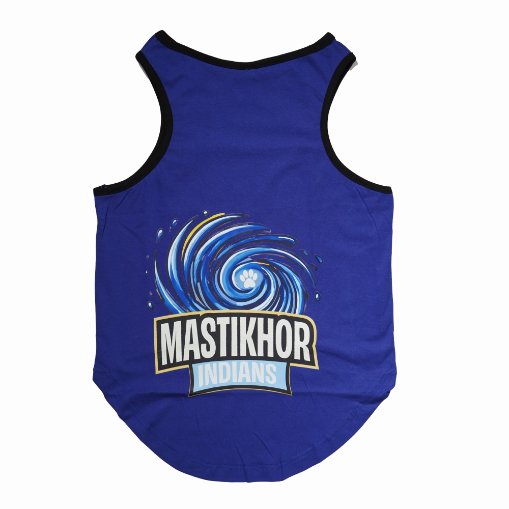 Skatrs Mastikhor Indians Cricket Jersey for Dogs and Cats (Blue)